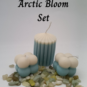 Maeve Essentials- Arctic Bloom Set | Cool Blue Bubble & Pillar Candle Trio Set